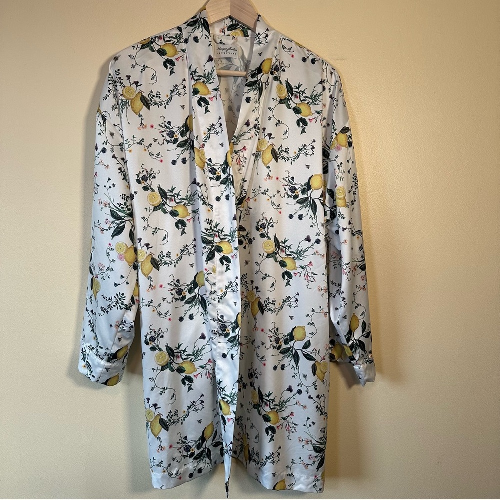 Monique Lhuillier x Pottery Barn White Floral Lemon Robe OS Cottagecore Spring